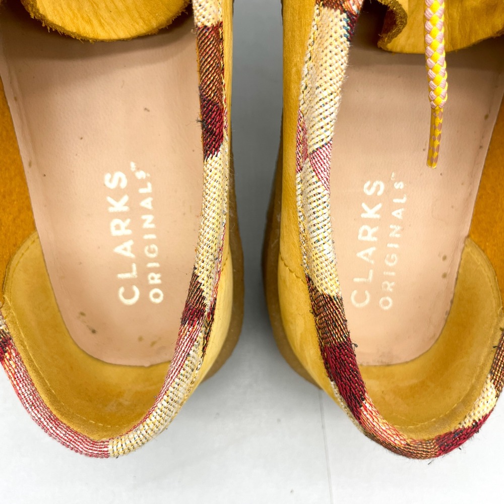 Clarks Womens 8.5 Originals Wallabee Cup Yellow Leather Plaid Trim Boho Moccasin - Picture 9 of 12